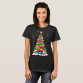 Christmas Book Tree Funny Librarians Books Lover  T-shirt (Voorkant volledig)
