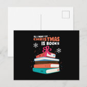 Christmas Books Bookworm Reading Xmas New Year Gif Briefkaart (Voorkant / Achterkant)