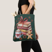 Christmas Books Gingerbread Books Cocoa Bookish Tote Bag (Dichtbij)