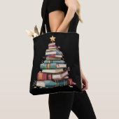 Christmas Books Tree Book Lover Teachers Bookworm  Tote Bag (Dichtbij)