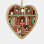 Christmas Bookshelves Red Green Book shelf 2Dprint Keramisch Ornament (Rechts)