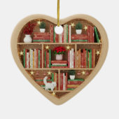 Christmas Bookshelves Red Green Book shelf 2Dprint Keramisch Ornament (Achterkant)