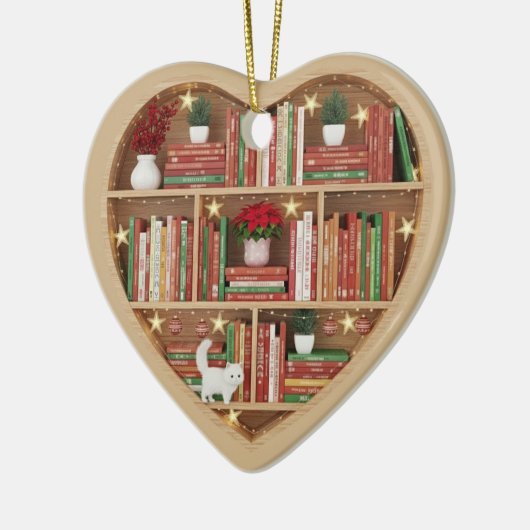 Christmas Bookshelves Red Green Book shelf 2Dprint Keramisch Ornament (Links)