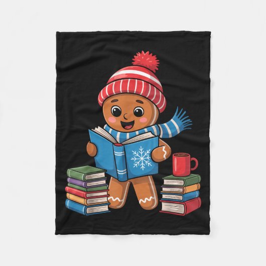 Christmas Bookworm Gingerbread Reading Books Funny Fleece Deken (Voorkant)