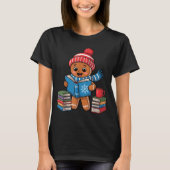 Christmas Bookworm Gingerbread Reading Books Funny T-shirt (Voorkant)