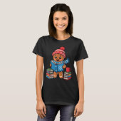 Christmas Bookworm Gingerbread Reading Books Funny T-shirt (Voorkant volledig)