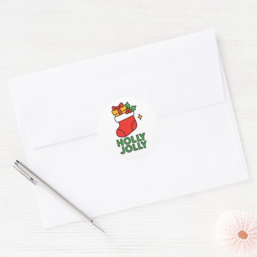 Christmas boot ronde sticker (Envelop)