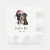 Christmas Border Collie Dog Drink op mij Servet (Voorkant)