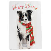 Christmas Border Collie Dog Medium Cadeauzakje (Voorkant)
