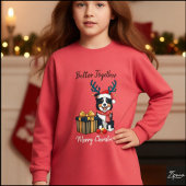 Christmas Border Collie Reindeer Scarf Gift Tri-Blend Shirt