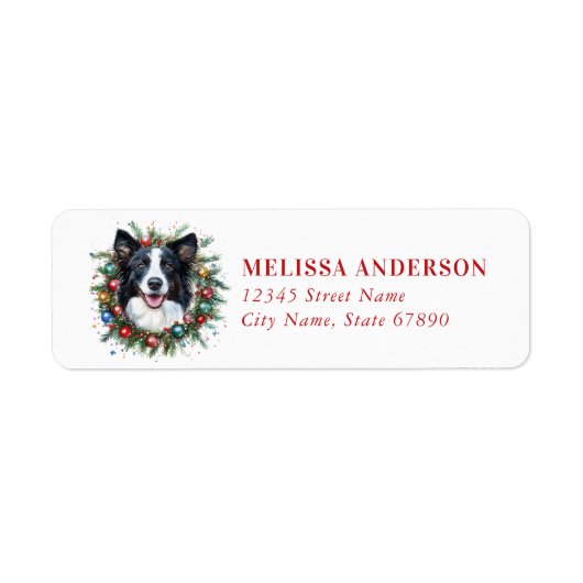 Christmas Border Collie retour adreslabels Etiket (Voorkant)