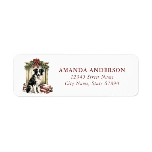 Christmas Border Collie retour adreslabels Etiket (Voorkant)