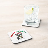 Christmas Boston Terrier Coaster: Merry Woofmas Bier Onderzetter (Rechterzijde)