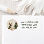 Christmas Boston Terrier Dog Etiket (Insitu)