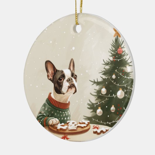 Christmas Boston Terrier Dog Keramisch Ornament (Links)