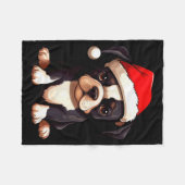 Christmas Boston Terrier Dog Santa Hat Funny Xmas Fleece Deken (Voorkant (Horizontaal))