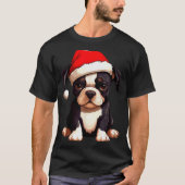Christmas Boston Terrier Dog Santa Hat Funny Xmas  T-shirt (Voorkant)