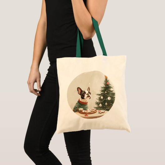 Christmas Boston Terrier Dog Tote Bag (Voorkant (product))