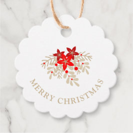 Christmas Botanical Holly Branches Poinsettias Bedankjes Labels