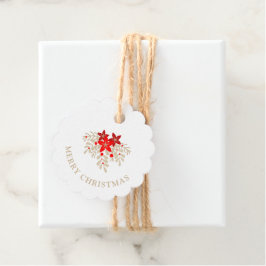 Christmas Botanical Holly Branches Poinsettias Bedankjes Labels