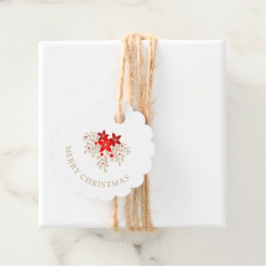 Christmas Botanical Holly Branches Poinsettias Bedankjes Labels (In situ)