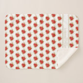 Christmas Botanical Holly Branches Poinsettias Sherpa Deken (Voorkant (horizontaal))