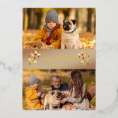 Christmas Botanical Holly Branches Themed Photo Folie Feestdagenkaart (Voorkant)