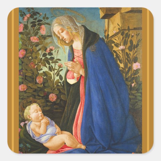 Christmas Botticelli Madonna and Child  Vierkante Sticker (Voorkant)