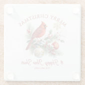 Christmas Bouquet Red Robin Custom Typography Glazen Onderzetter (Achterkant)