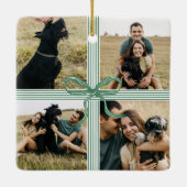 Christmas Bow Cadeau Fotocollage Keepsake Keramisch Ornament (Achterkant)