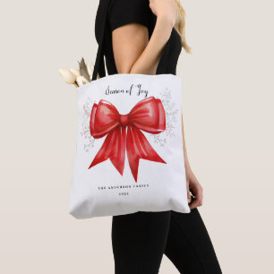 Christmas Bow Charm Tote Bag