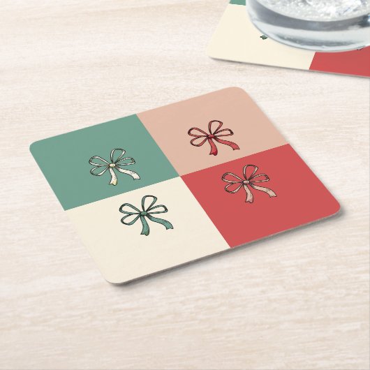 christmas bow conquette kartonnen onderzetters (Schuin)