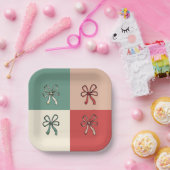 christmas bow conquette papieren bordje (Feest)