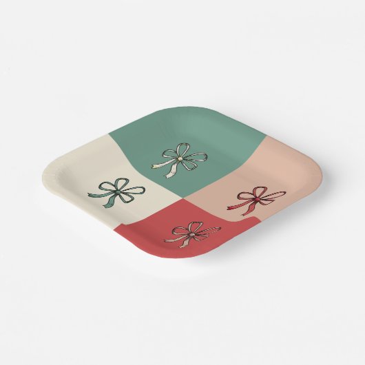 christmas bow conquette papieren bordje (Gebogen)