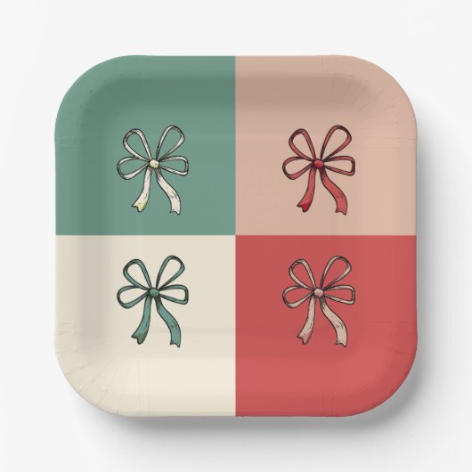 christmas bow conquette papieren bordje (Voorkant)