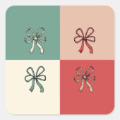 christmas bow conquette vierkante sticker (Voorkant)