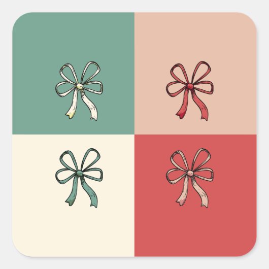 christmas bow conquette vierkante sticker (Voorkant)