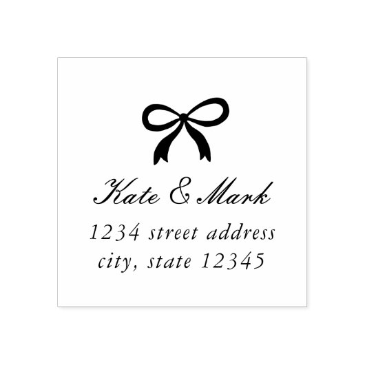 Christmas Bow Couple's Wedding Return Address Rubberstempel (Afrduk)