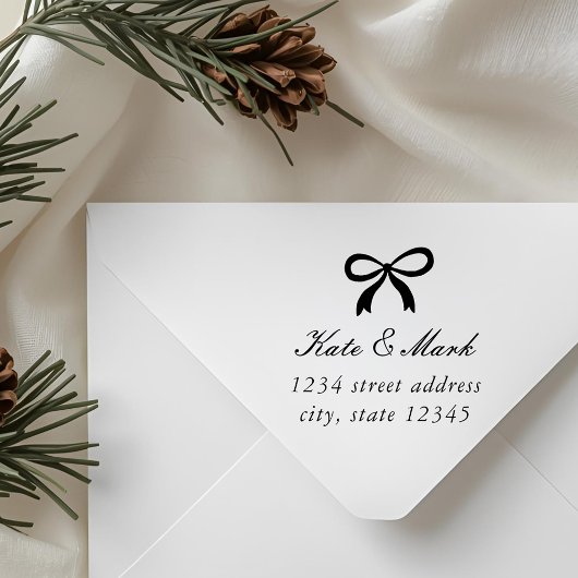 Christmas Bow Couple's Wedding Return Address Rubberstempel