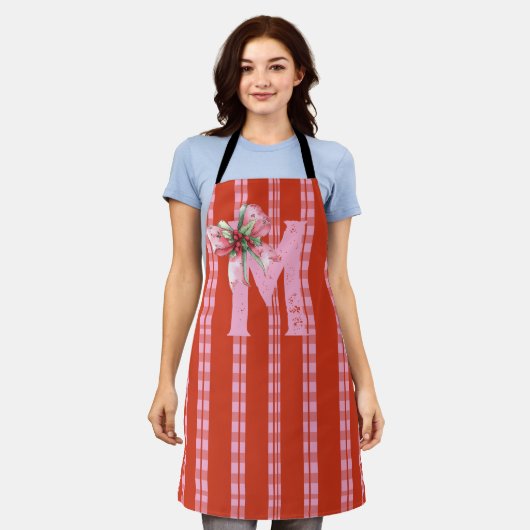 Christmas Bow Initial Name Pink Red Schort (Gedragen)