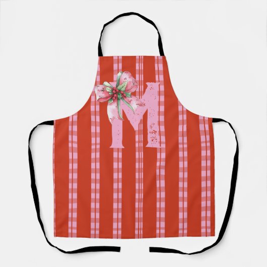 Christmas Bow Initial Name Pink Red Schort (Voorkant)