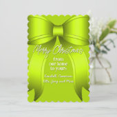 Christmas Bow Lime Green Wenskaart Kaart (Staand voorkant)