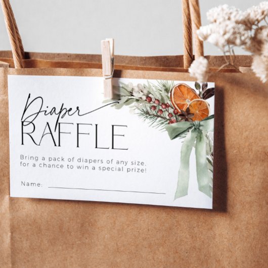Christmas Bow Luier Raffle Ticket Baby shower Informatiekaartje