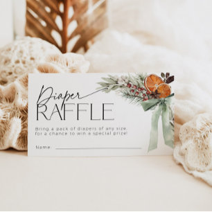 Christmas Bow Luier Raffle Ticket Baby shower Informatiekaartje