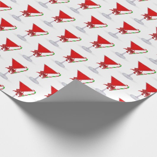 Christmas Bow On Holiday Martini with Candy Cane Cadeaupapier (Hoek)