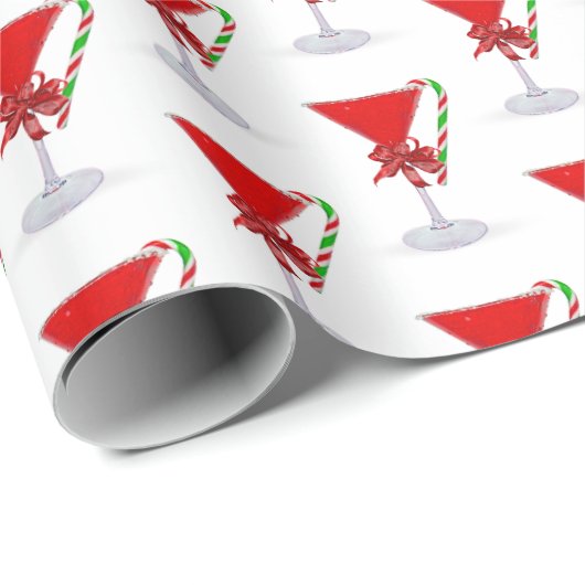 Christmas Bow On Holiday Martini with Candy Cane Cadeaupapier (Rol Hoek)
