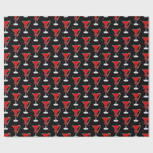 Christmas Bow On Holiday Martini with Candy Cane Cadeaupapier (Vlak)