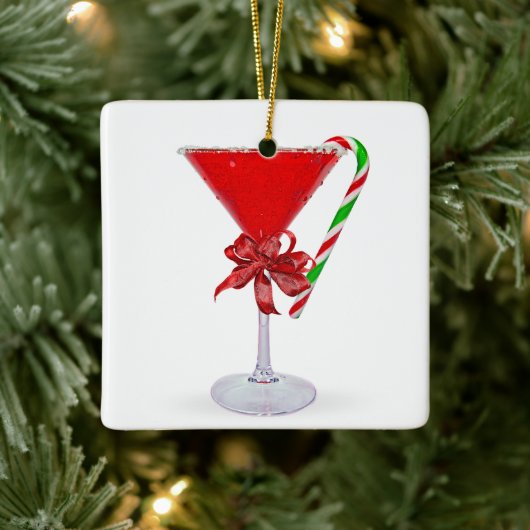 Christmas Bow On  Martini Cocktail Keramisch Ornament (Boom)