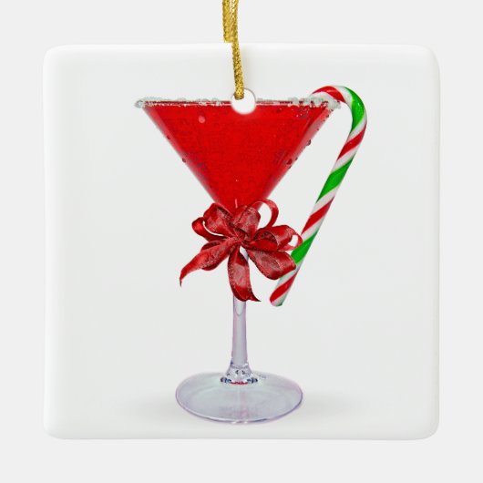 Christmas Bow On  Martini Cocktail Keramisch Ornament (Voorkant)