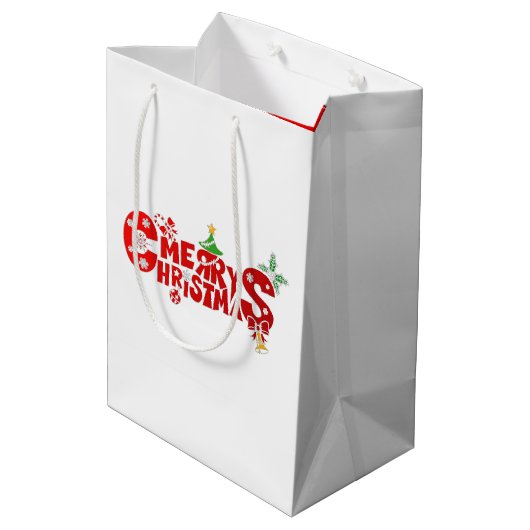 Christmas Bow On Martini Cocktail Medium Cadeauzakje (Achterkant Gekanteld)